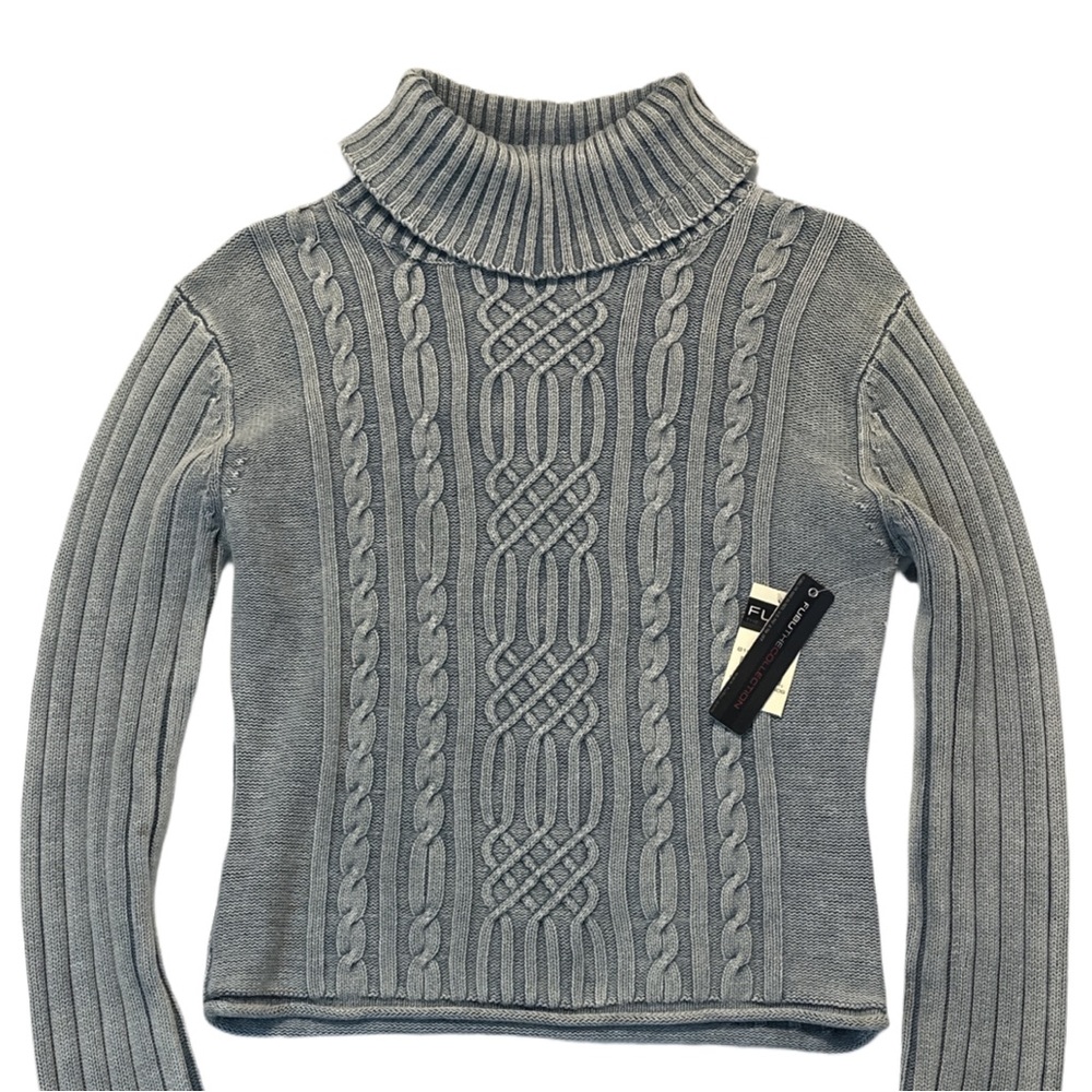 Y2K FUBU women's blue knit turtleneck sweater, M. D/S BNWT.